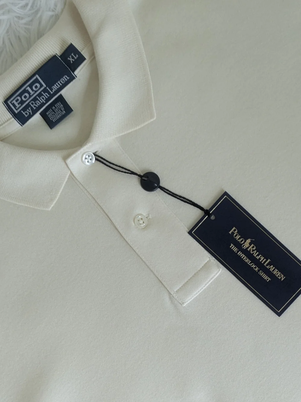 Ralph Lauren Men’s Cream Polo Shirt with Embroidered Pony